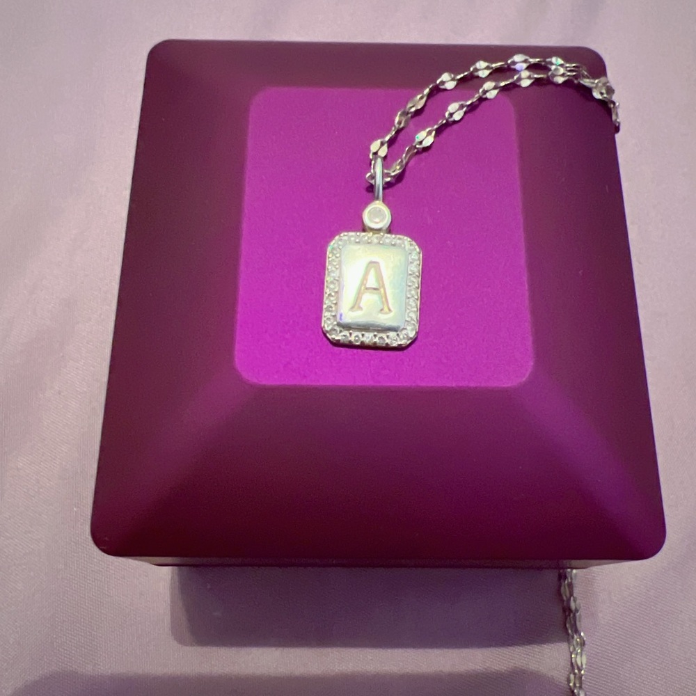 Letter A Necklace – 925 Sterling Silver with Light Gold Plating & Zircon Stones